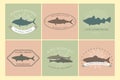 Vintage fish badges Royalty Free Stock Photo