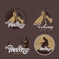 Vintage fishing club vector emblems and labels