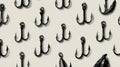Vintage Fishing Hooks Pattern on Neutral Background for Design Use Royalty Free Stock Photo