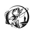 Bass fishing logo template illustration Royalty Free Stock Photo