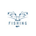 Vintage fishing vector design template