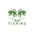 Vintage fishing vector design template