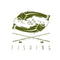 Vintage fishing vector design template catfish Royalty Free Stock Photo