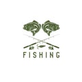 Vintage fishing vector design template with largemouth Royalty Free Stock Photo