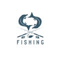 Vintage fishing vector design template Royalty Free Stock Photo