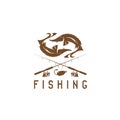 Vintage fishing vector design template Royalty Free Stock Photo