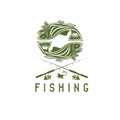 Vintage fishing vector design template