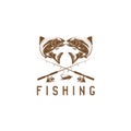 Vintage fishing vector design template Royalty Free Stock Photo