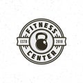 Vintage fitness gym logo. retro styled sport emblem. vector illustration Royalty Free Stock Photo