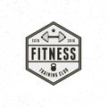 Vintage fitness gym logo. retro styled sport emblem. vector illustration Royalty Free Stock Photo