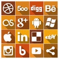 Vintage Flat social media Icons Set 2