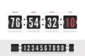 Vintage flip clock time counter vector template. Retro design score board clock. Scoreboard countdown number font