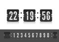 Vintage flip clock time counter vector template. Scoreboard countdown number font. Retro design score board clock.