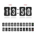 Vector vintage flip clock time counter. Scoreboard number symbol font. Analog stock exchange board countdown timer