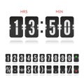 Vector vintage flip clock time counter. Scoreboard number symbol font. Analog stock exchange board countdown timer Royalty Free Stock Photo