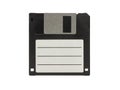 Vintage floppy disk front view blank label isolated on white