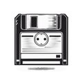 Vintage Floppy Disk Illustration: Retro Computing and Data Storage Technology for Archival Media and Vintage Office Royalty Free Stock Photo