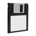 Vintage floppy disk perspective view blank label isolated on white Royalty Free Stock Photo