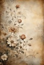 Vintage floral background with flowers and grunge old paper texture Royalty Free Stock Photo