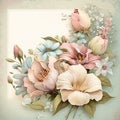 Vintage floral background with flowers in pastel colors