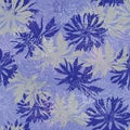 Vintage floral background. Ornament of cornflowers on a blue background. Endless texture for decorating fabrics, tiles and paper