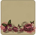 Vintage floral background with roses. Vector illustration.