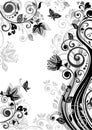 Vintage floral banner (black and white) Royalty Free Stock Photo