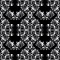 Vintage floral baroque seamless pattern. Black white vector back Royalty Free Stock Photo