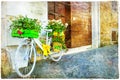 Vintage floral bike -retro picture