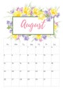 Vintage floral calendar 2018