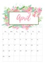 Vintage floral calendar 2018