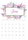 Vintage floral calendar 2018