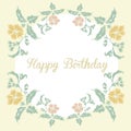 Vintage floral card with inscription happy birthday