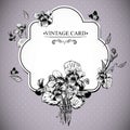 Vintage Floral Card with Violets and Butterflies Royalty Free Stock Photo