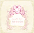 Vintage floral carriage invitation Royalty Free Stock Photo