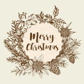 Vintage floral Christmas greeting card