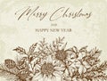 Vintage floral Christmas greeting card