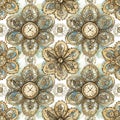 Vintage Floral Clock Pattern Background Royalty Free Stock Photo
