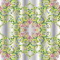 Vintage floral 3d Damask seamless pattern. Royalty Free Stock Photo