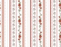 Vintage floral Design Old rose vertical Striped , Small floral liberty kitchen towel and tablecloths inspired Seamless Pattern