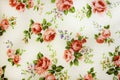 Vintage floral fabric, Fragment of colorful retro tapestry textile pattern with floral ornament useful as background Royalty Free Stock Photo