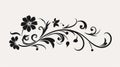 Vintage Floral Flourish Black Silhouette Clipart