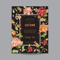 Vintage Floral Frame - Autumn Hortensia Flowers - for Invitation