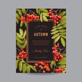 Vintage Floral Frame - Autumn Rowan Berries - for Invitation