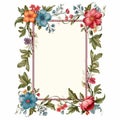 Vintage Floral Frame Design With Holotone Printing Style