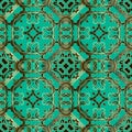Vintage floral greek floral vector seamless pattern. Arabesque ornamental green background. Repeat abstract geometric Royalty Free Stock Photo