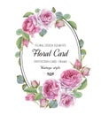 Vintage floral greeting card with watercolor roses Royalty Free Stock Photo