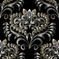 Vintage floral hand drawn seamless pattern. Black vector vintage Royalty Free Stock Photo