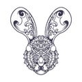 Vintage floral head bunny ornament silhouette