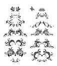 Vintage floral headers vector set. Black and white retro design Royalty Free Stock Photo